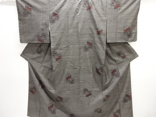JAPANESE KIMONO / DORO OSHIMA TSUMUGI (7 maruki) / WOVEN FLOWER